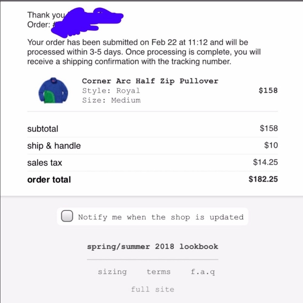 Supreme half zip